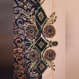 Hand Beaded Handmade Dress with Lace Accents
